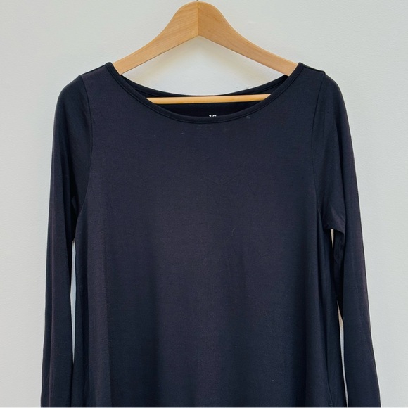 Wool& Merino Wool Rowena Swing Dress Long Sleeves Lagenlook Minimalist Black S - Picture 5 of 11